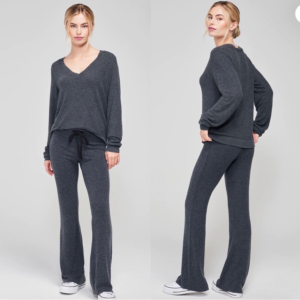 NWT Wildfox Baggy Beach Jumper Fleece Pullover Sweatshirt Charcoal Gray